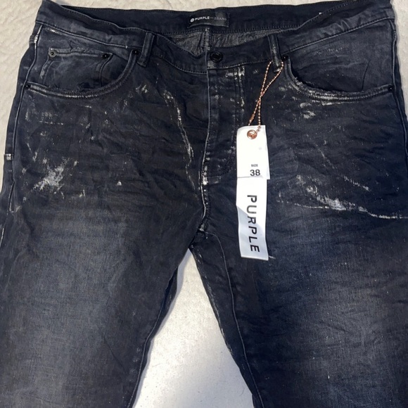 Purple Jeans P0001 Black Metallic Silver Size 38